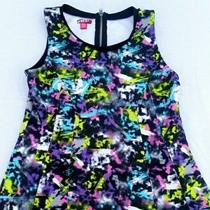 Neon Paint Splotch Skater Dress